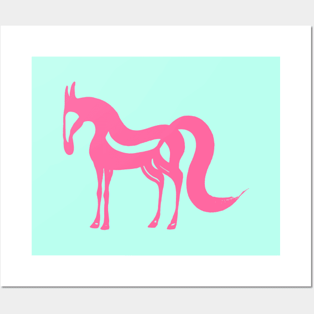 The Essence of a Horse (Mint and Hot Pink) Wall Art by illucalliart